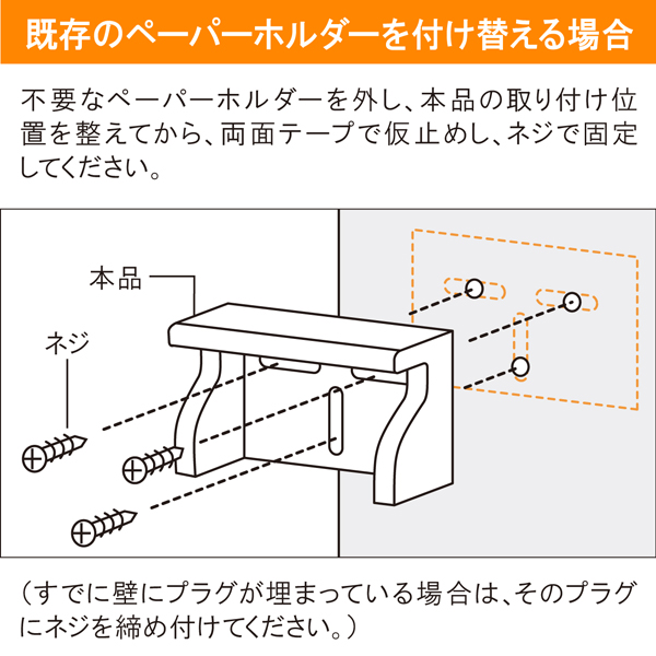 既存のペーパーホルダーを付け替える場所